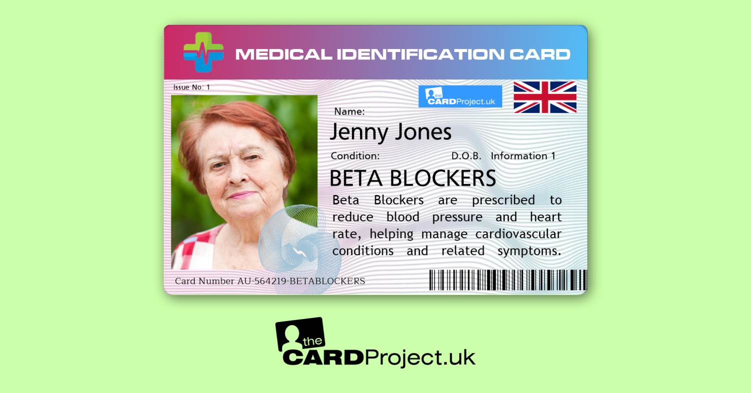 Premium Beta Blocker Medicine Alert Photo ID Card